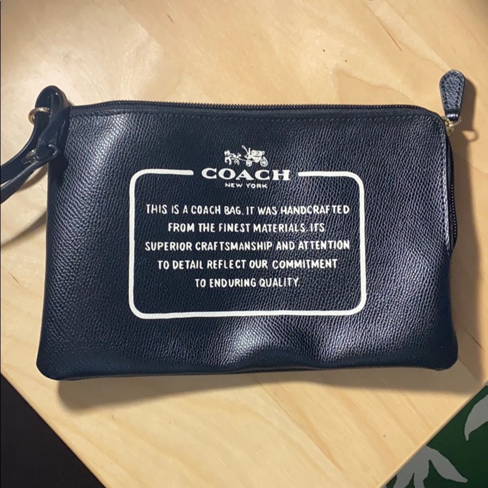 Genuine coach large leather zip wristlet